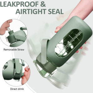 Plastic Cup With Silicone Case Portable Double Drink Cover Large Capacity Outdoor Sports Bottle