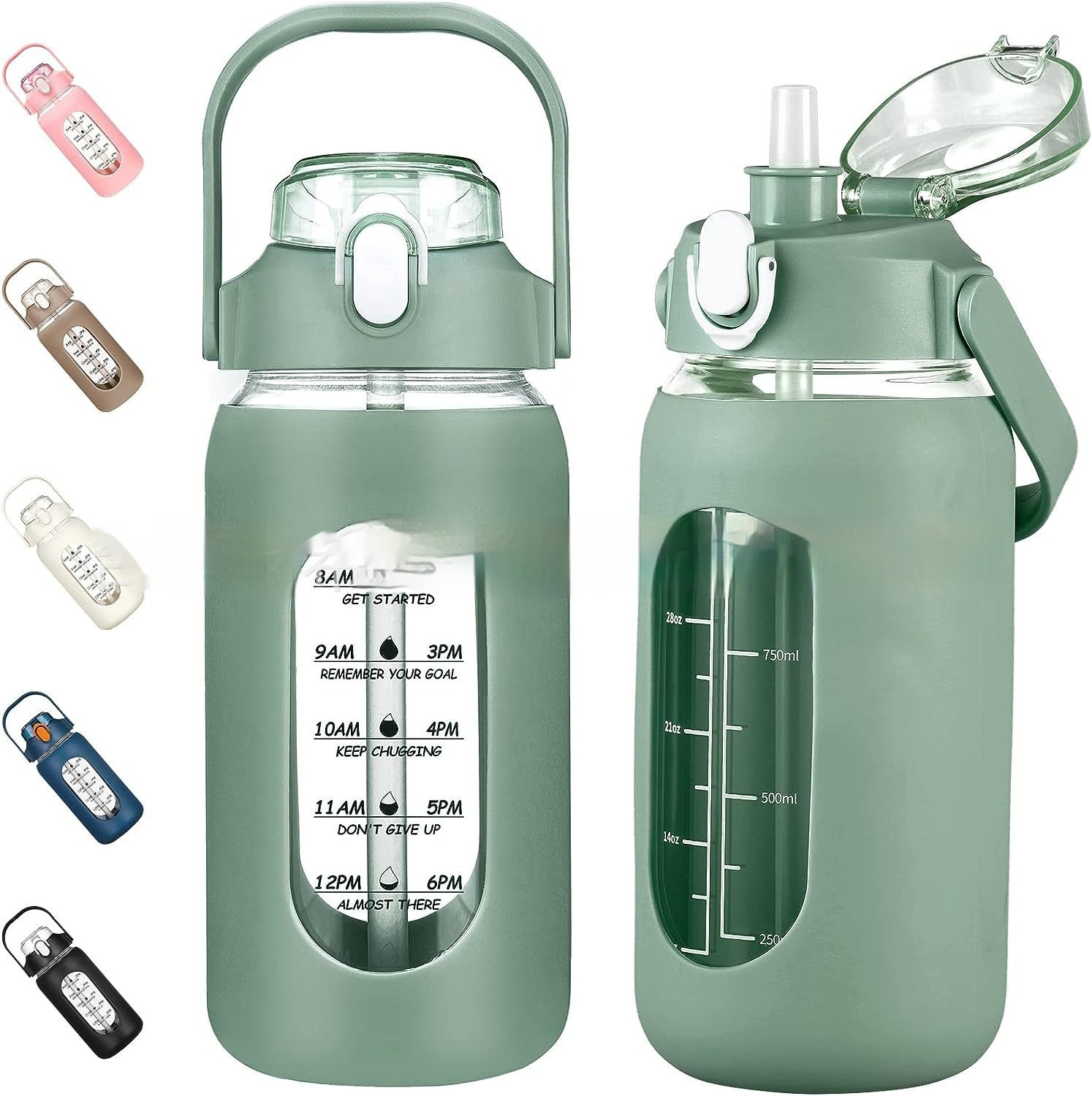 Plastic Cup With Silicone Case Portable Double Drink Cover Large Capacity Outdoor Sports Bottle