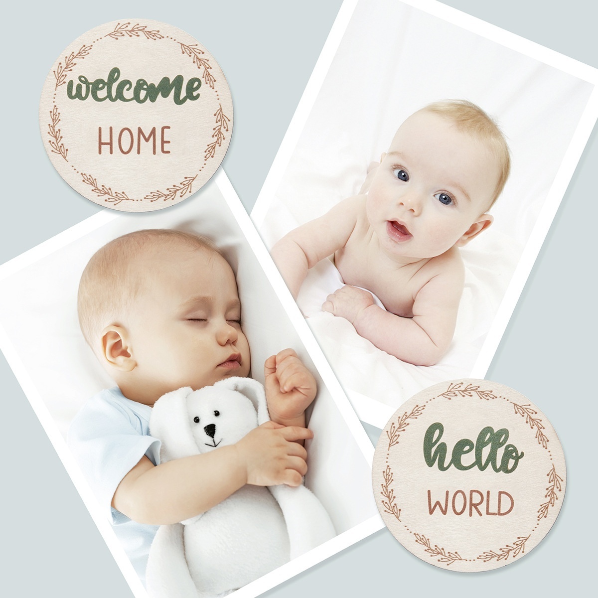 Baby Monthly Milestone Card Wooden Board